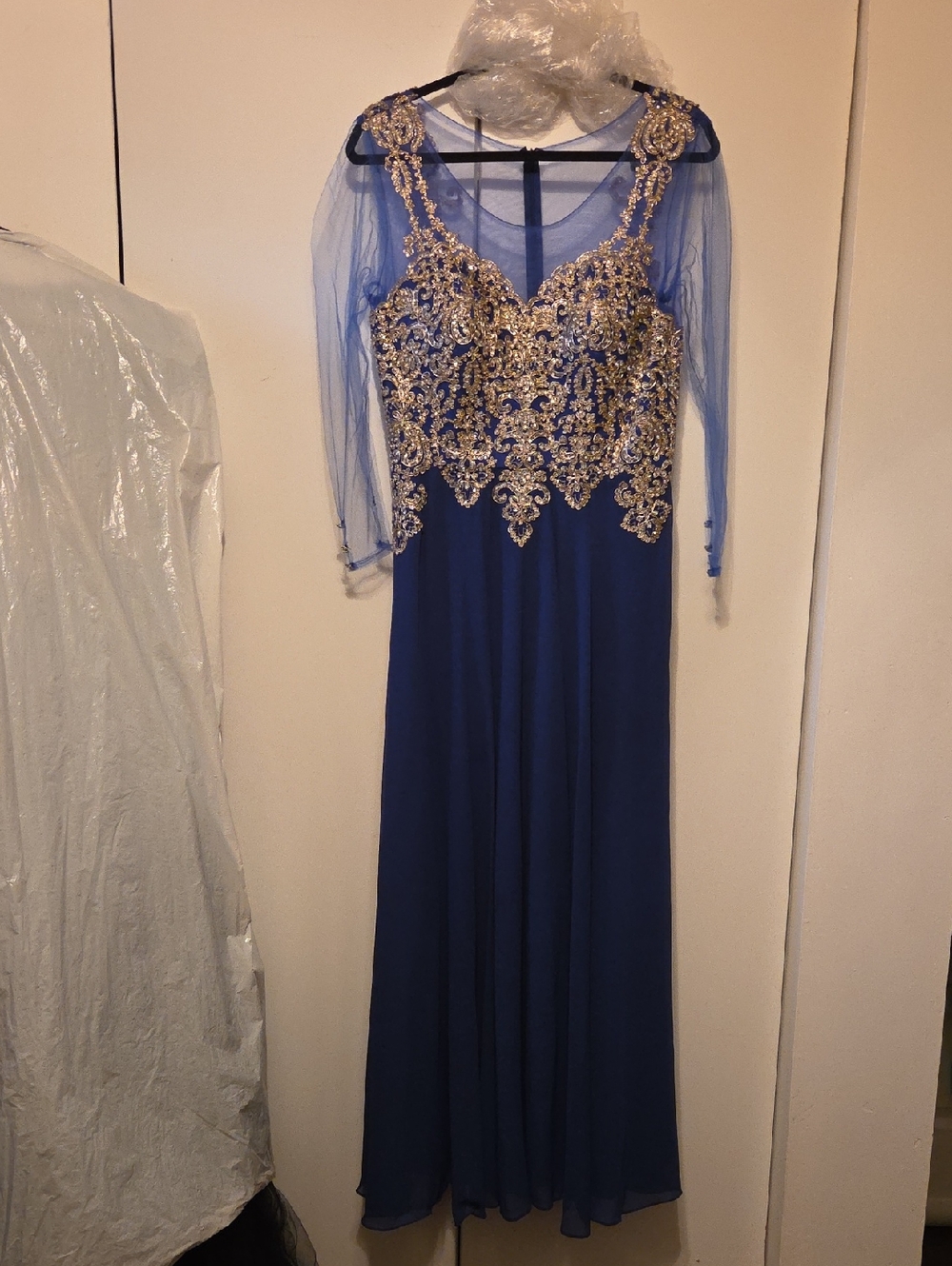 Cinderella Royal Blue Evening Gown with Gold Embellished Bodice